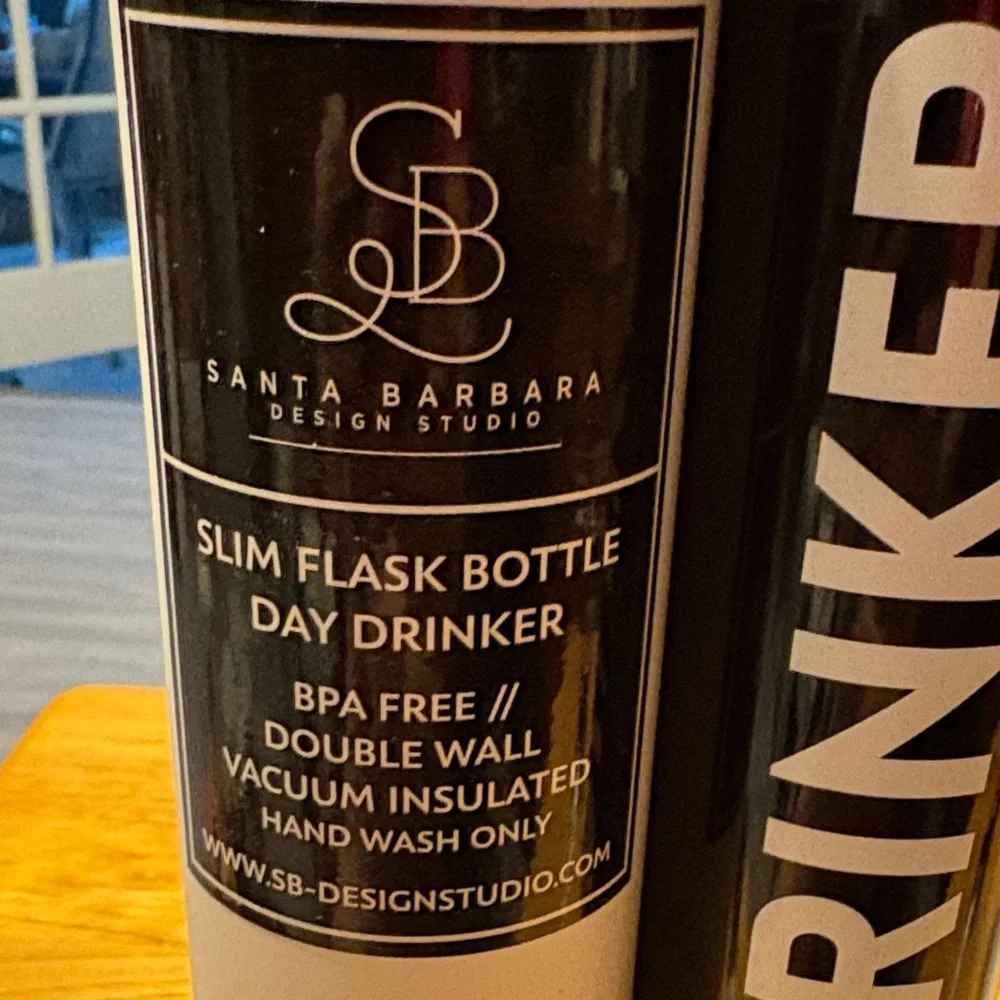 Day Drinker Slim Flask Bottle - Black by Santa Barbara Design Studio